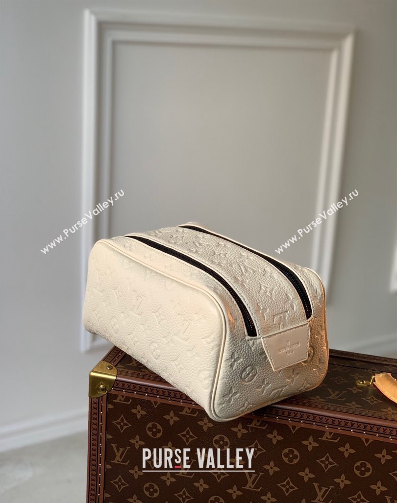 Louis Vuitton Dopp Kit Toilet Clutch in Taurillon Monogram Leather M82576 White 2024 (KI-240413033)
