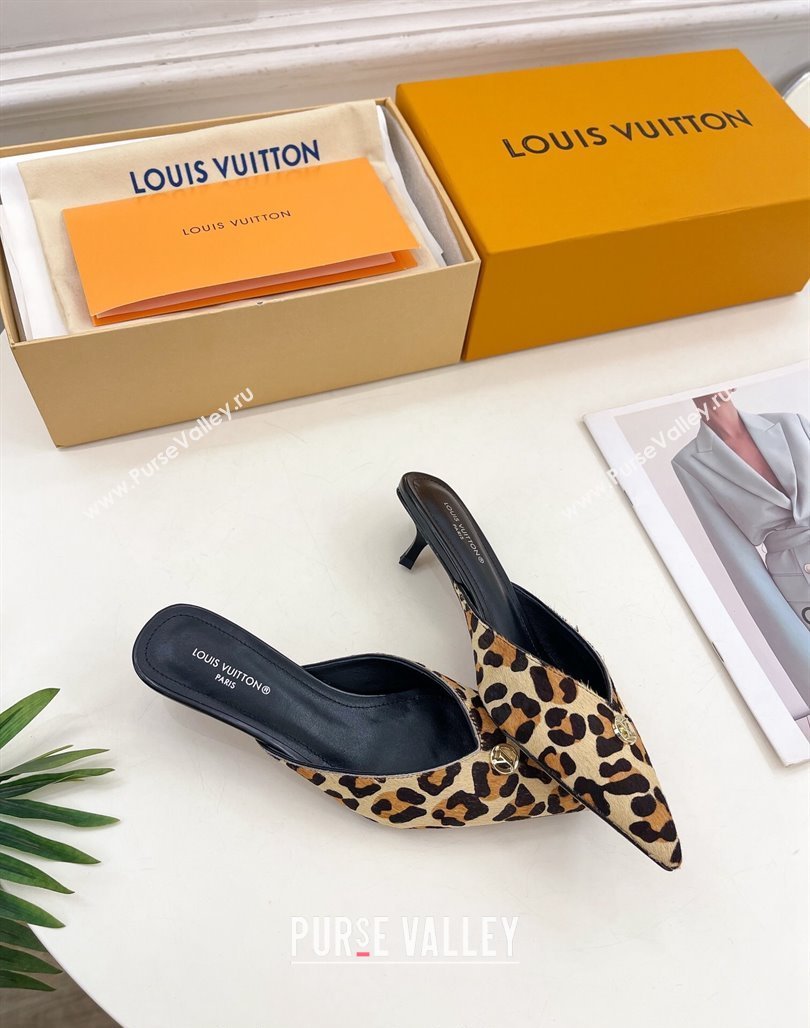 Louis Vuitton Stellar Heel Mules 4cm in Leopard print 2024 (MD-240426146)