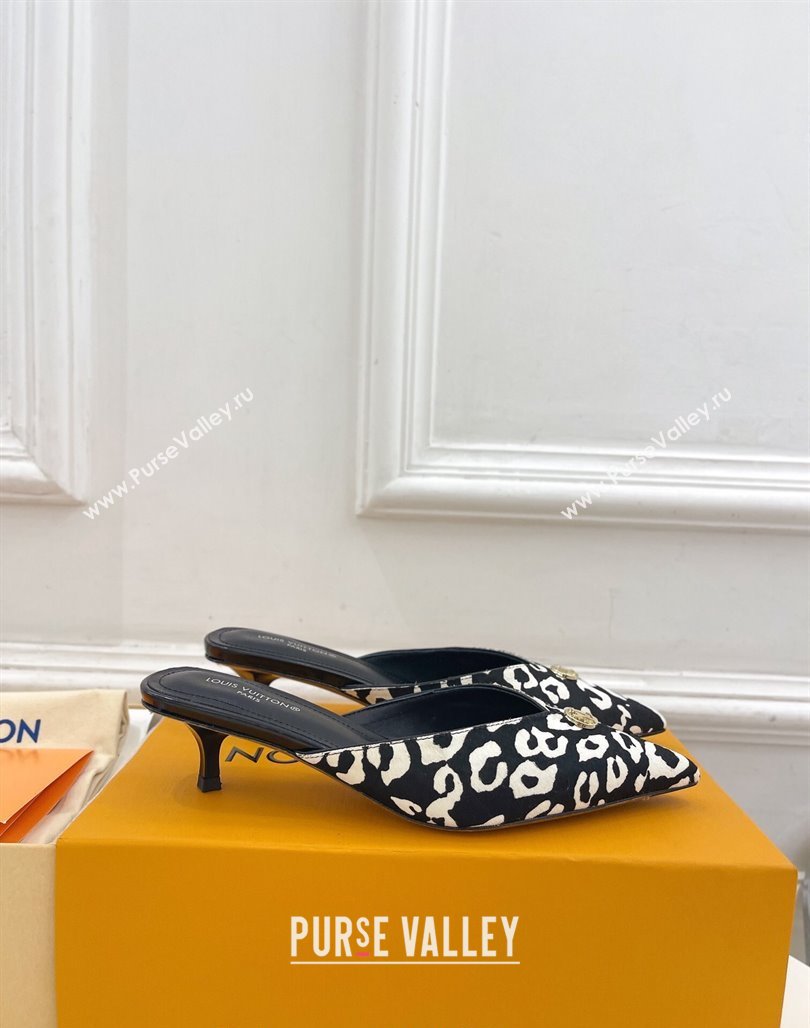 Louis Vuitton Stellar Heel Mules 4cm in Hairy Leather White/Black 2024 (MD-240426147)
