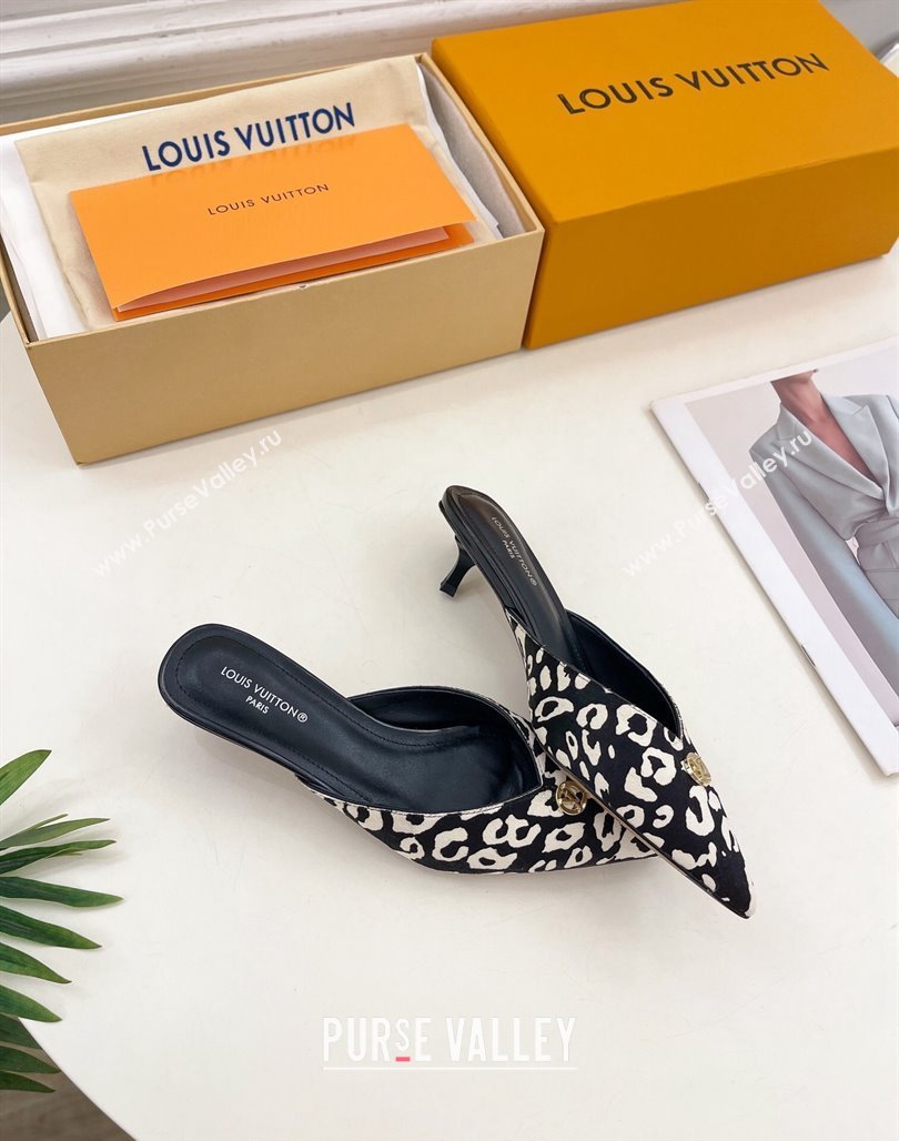 Louis Vuitton Stellar Heel Mules 4cm in Hairy Leather White/Black 2024 (MD-240426147)