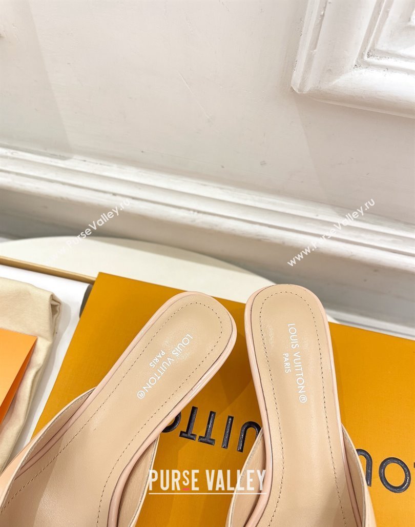 Louis Vuitton Stellar Heel Mules 4cm in Patent Leather Nude Pink 2024 (MD-240426150)