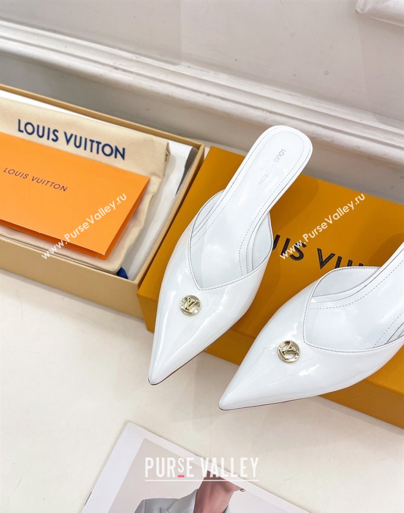 Louis Vuitton Stellar Heel Mules 4cm in Patent Leather White 2024 (MD-240426151)