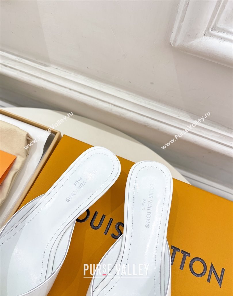 Louis Vuitton Stellar Heel Mules 4cm in Patent Leather White 2024 (MD-240426151)