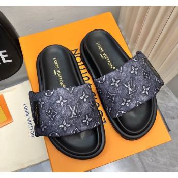 Louis Vuitton Pool Pillow Comfort Slide Sandals in Monogram Jacquard Dark Blue 2024 (MD-240426040)