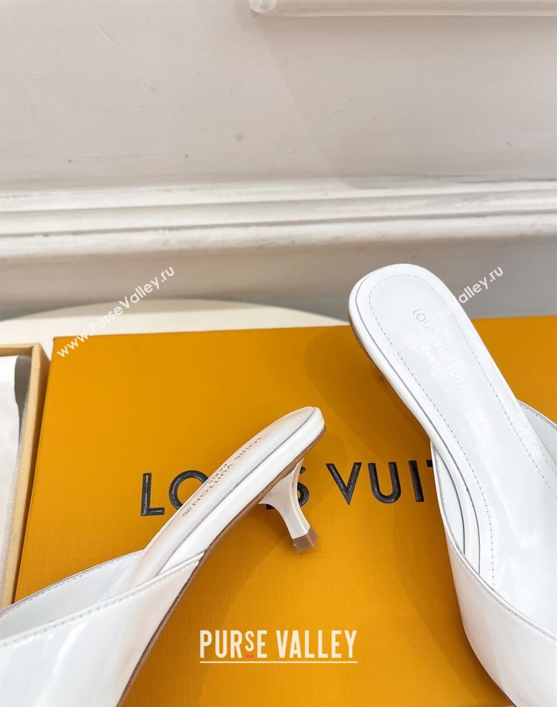 Louis Vuitton Stellar Heel Mules 4cm in Patent Leather White 2024 (MD-240426151)