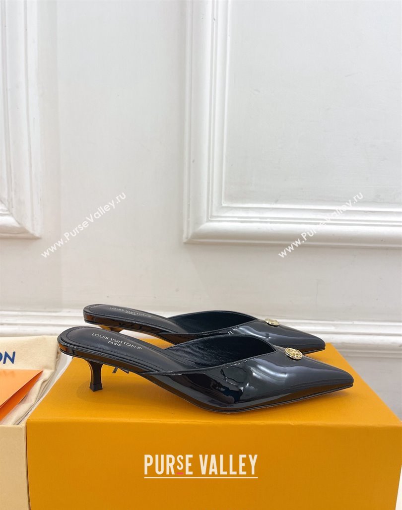 Louis Vuitton Stellar Heel Mules 4cm in Patent Leather Black 2024 (MD-240426152)