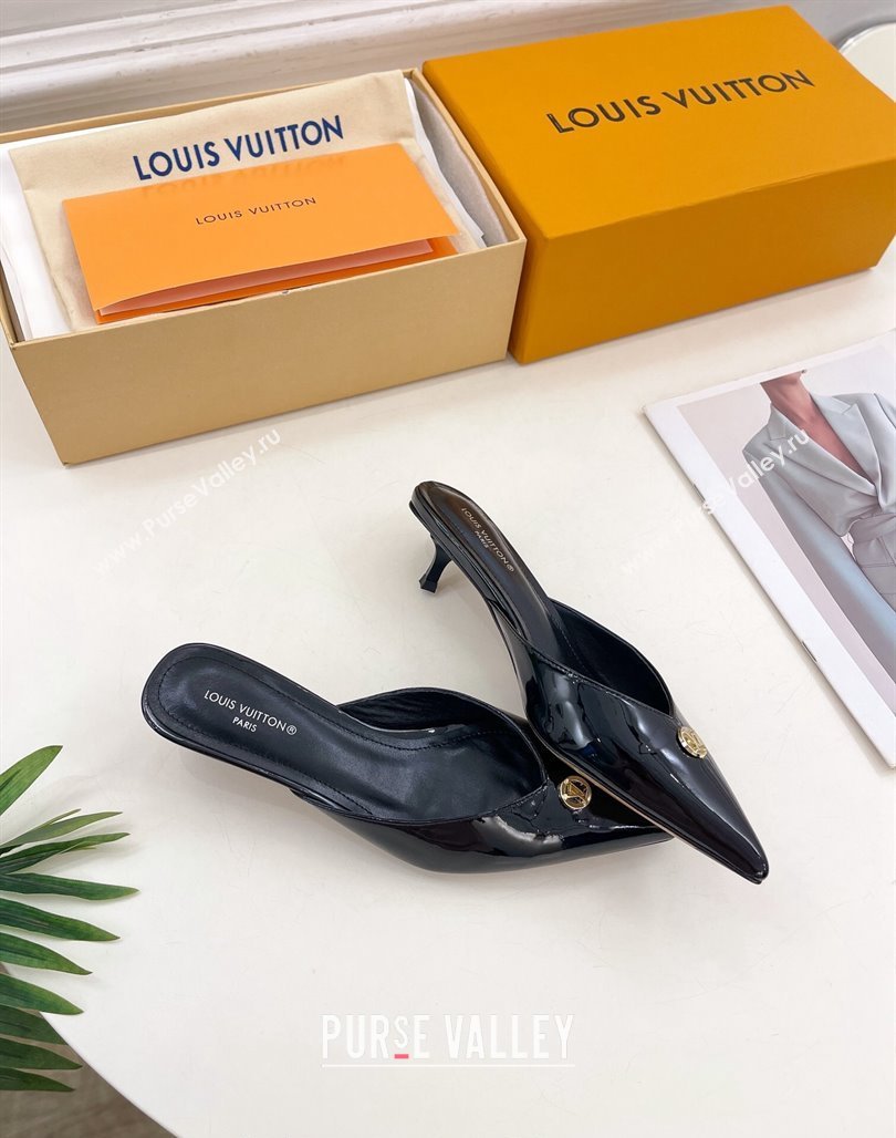 Louis Vuitton Stellar Heel Mules 4cm in Patent Leather Black 2024 (MD-240426152)