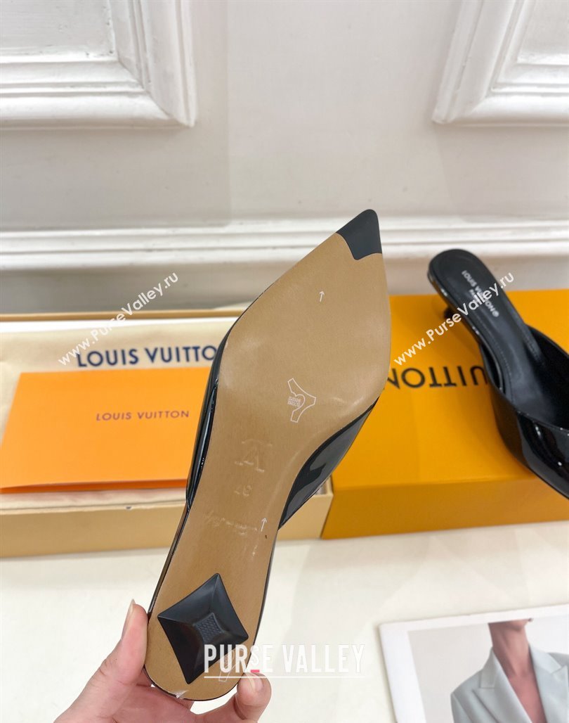 Louis Vuitton Stellar Heel Mules 4cm in Patent Leather Black 2024 (MD-240426152)