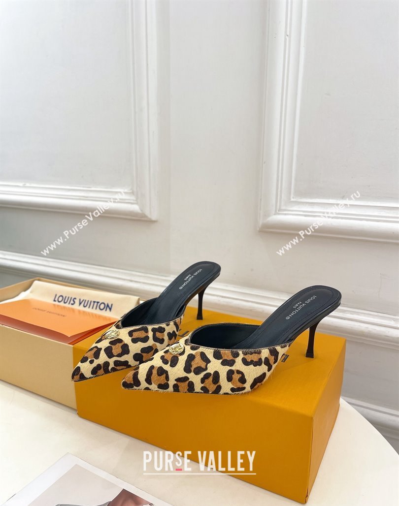Louis Vuitton Stellar Heel Mules 7cm in Leopard print 2024 (MD-240426153)