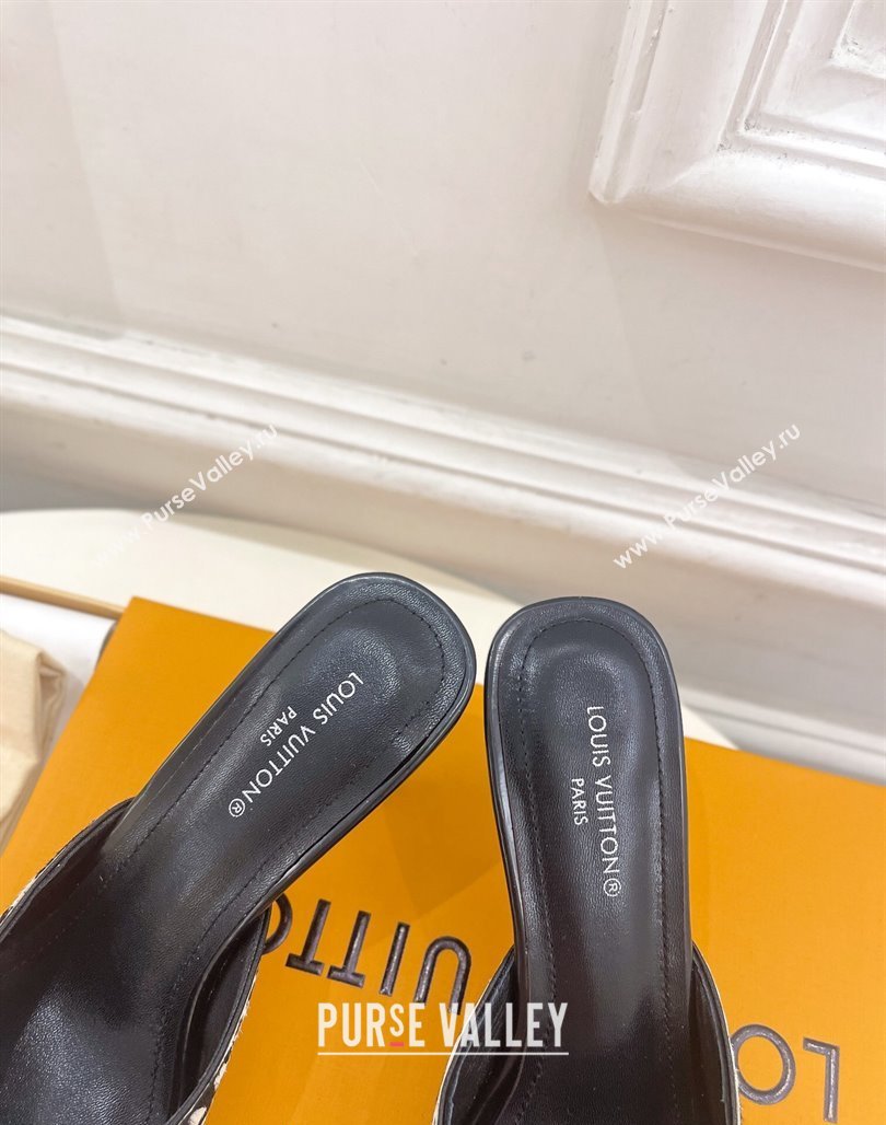 Louis Vuitton Stellar Heel Mules 7cm in Hairy Leather White/Black 2024 (MD-240426154)