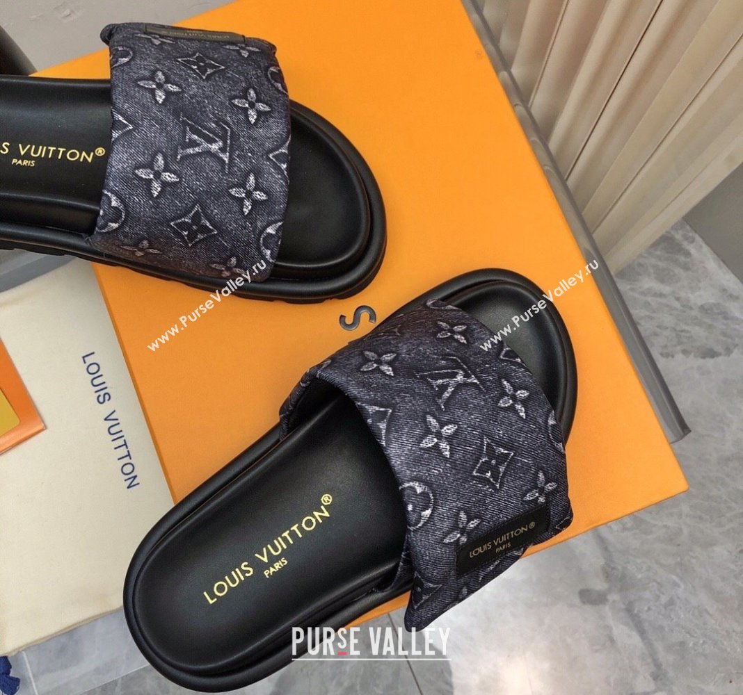 Louis Vuitton Pool Pillow Comfort Slide Sandals in Monogram Jacquard Dark Blue 2024 (MD-240426040)