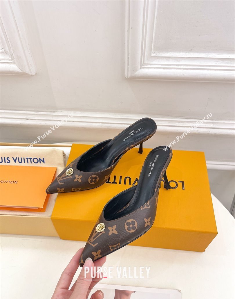 Louis Vuitton Stellar Heel Mules 7cm in Monogram Canvas 2024 (MD-240426155)