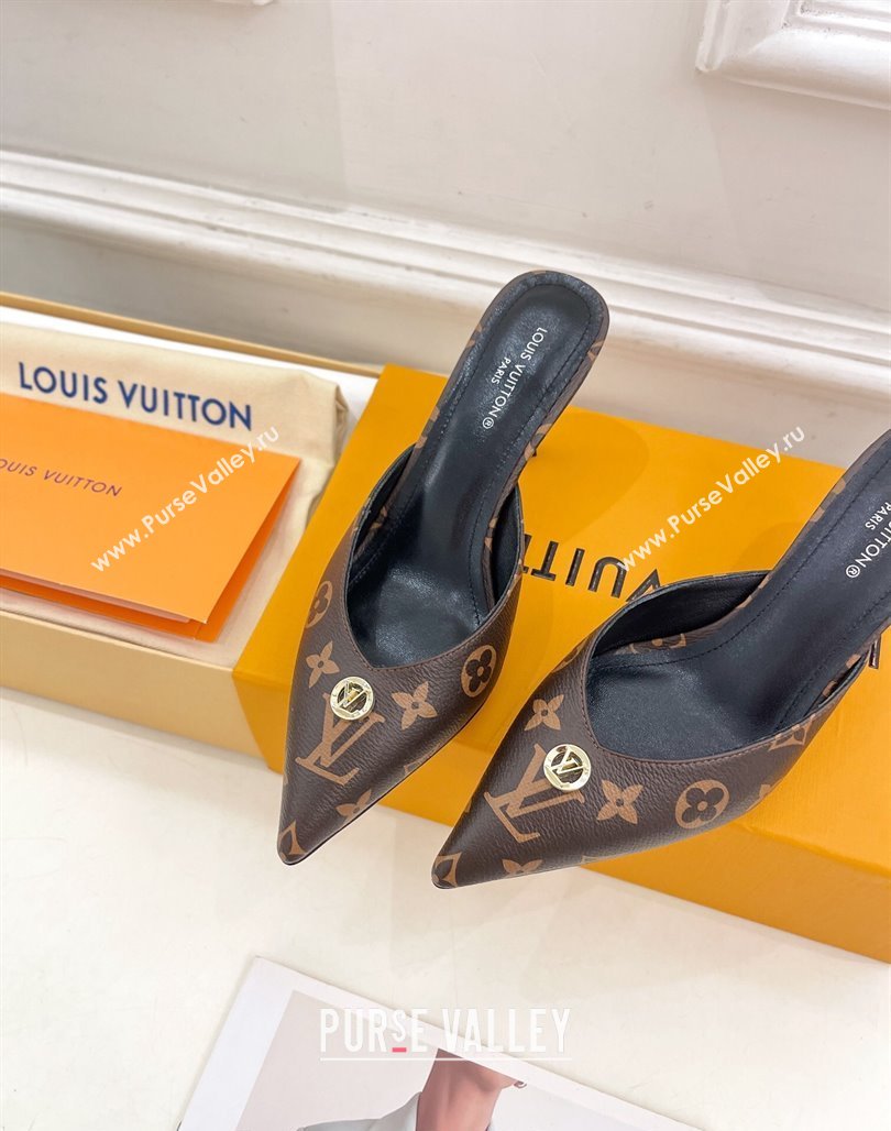 Louis Vuitton Stellar Heel Mules 7cm in Monogram Canvas 2024 (MD-240426155)