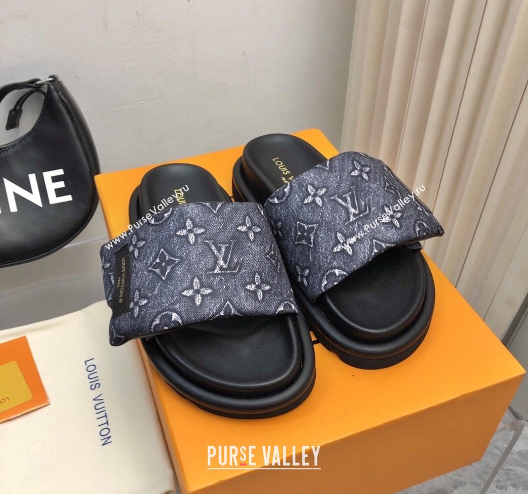 Louis Vuitton Pool Pillow Comfort Slide Sandals in Monogram Jacquard Dark Blue 2024 (MD-240426040)