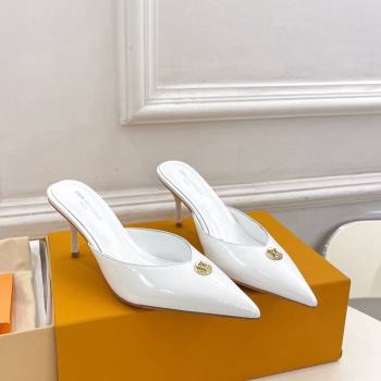 Louis Vuitton Stellar Heel Mules 7cm in Patent Leather White 2024 (MD-240426158)