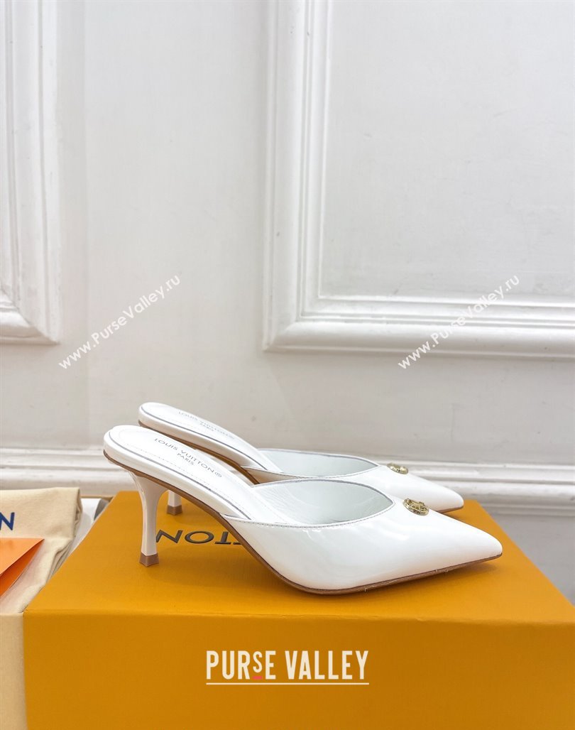 Louis Vuitton Stellar Heel Mules 7cm in Patent Leather White 2024 (MD-240426158)