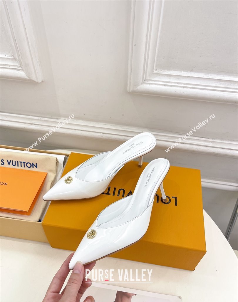 Louis Vuitton Stellar Heel Mules 7cm in Patent Leather White 2024 (MD-240426158)