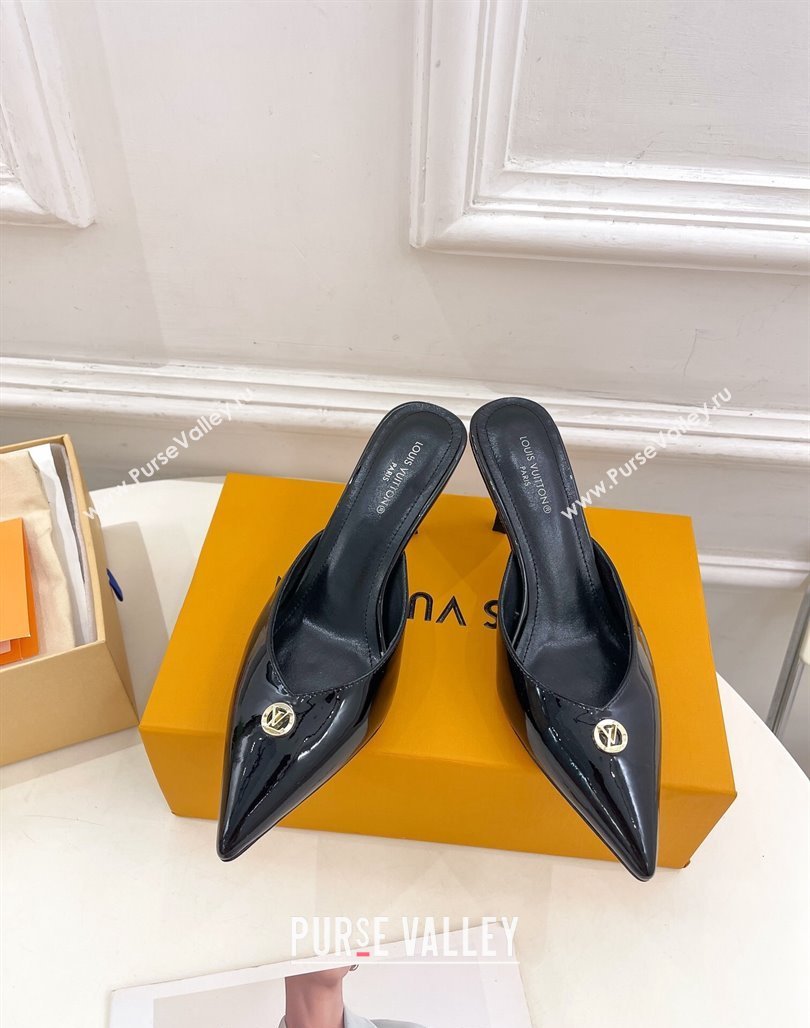 Louis Vuitton Stellar Heel Mules 7cm in Patent Leather Black 2024 (MD-240426159)