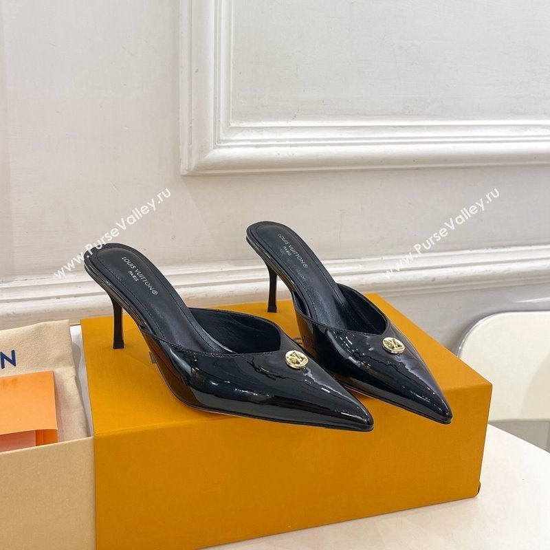 Louis Vuitton Stellar Heel Mules 7cm in Patent Leather Black 2024 (MD-240426159)