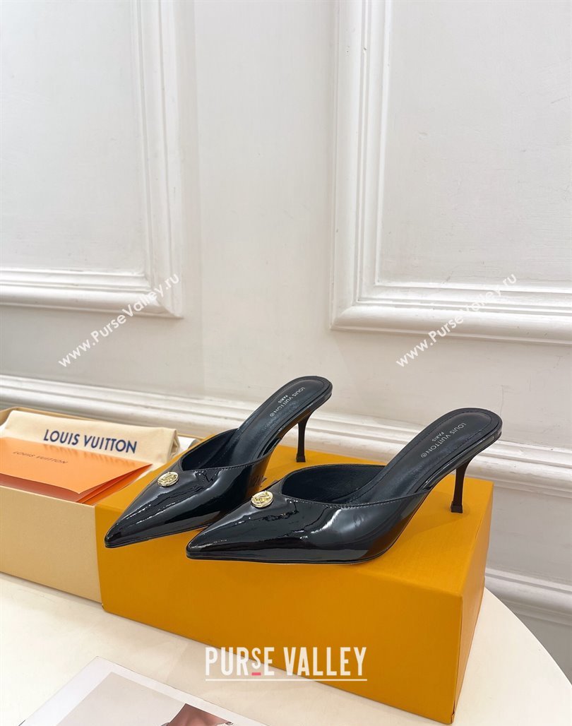 Louis Vuitton Stellar Heel Mules 7cm in Patent Leather Black 2024 (MD-240426159)