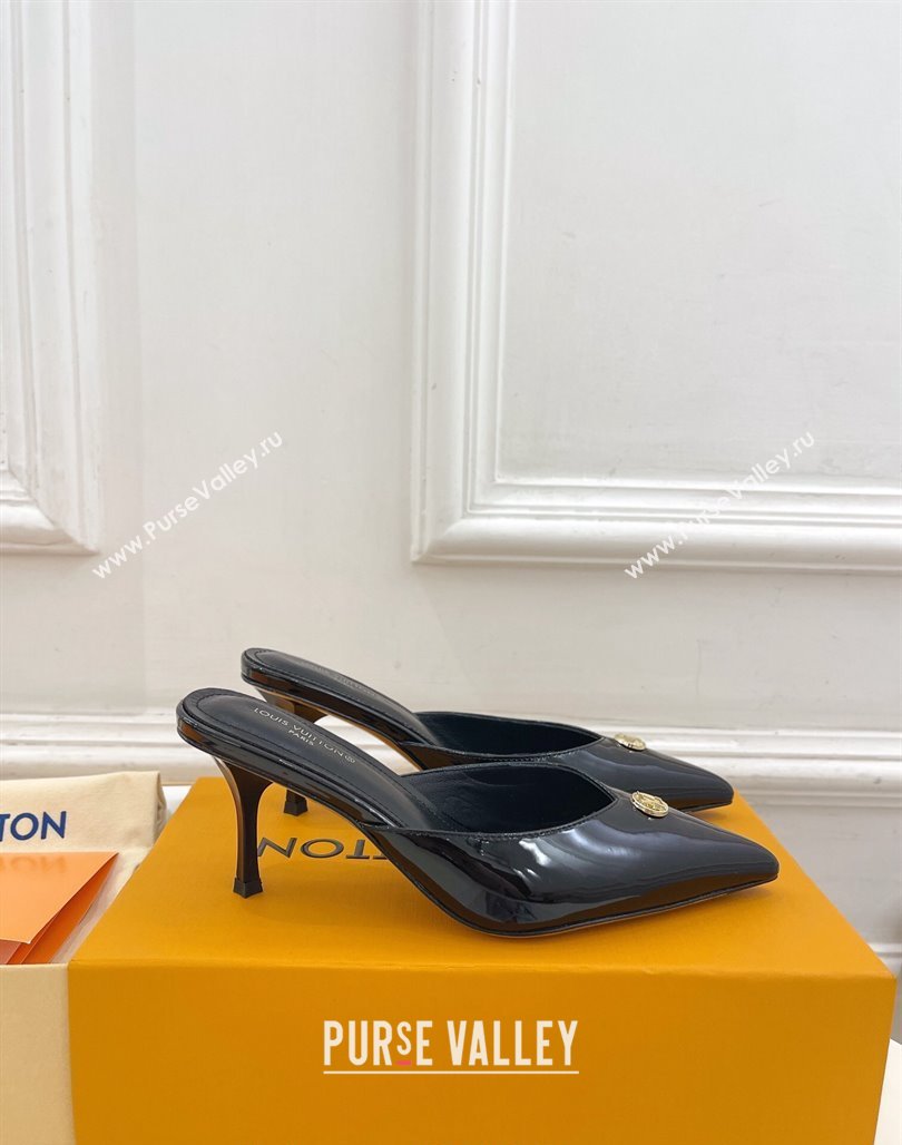 Louis Vuitton Stellar Heel Mules 7cm in Patent Leather Black 2024 (MD-240426159)