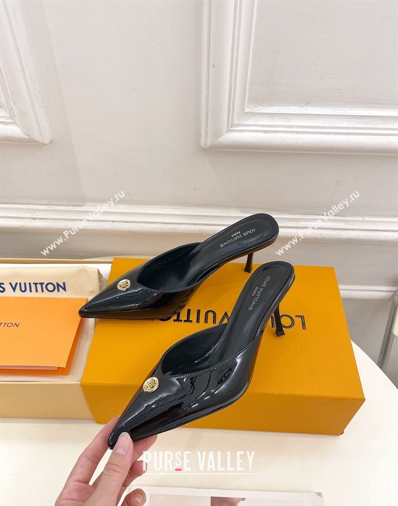 Louis Vuitton Stellar Heel Mules 7cm in Patent Leather Black 2024 (MD-240426159)