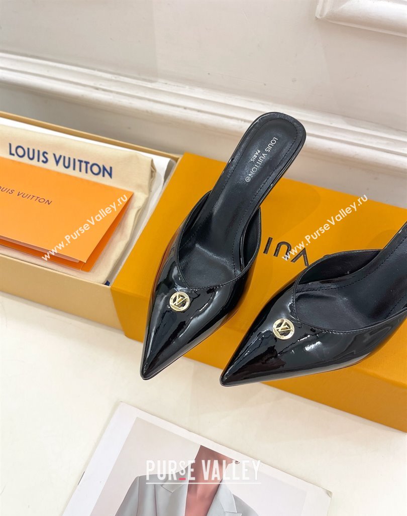 Louis Vuitton Stellar Heel Mules 7cm in Patent Leather Black 2024 (MD-240426159)