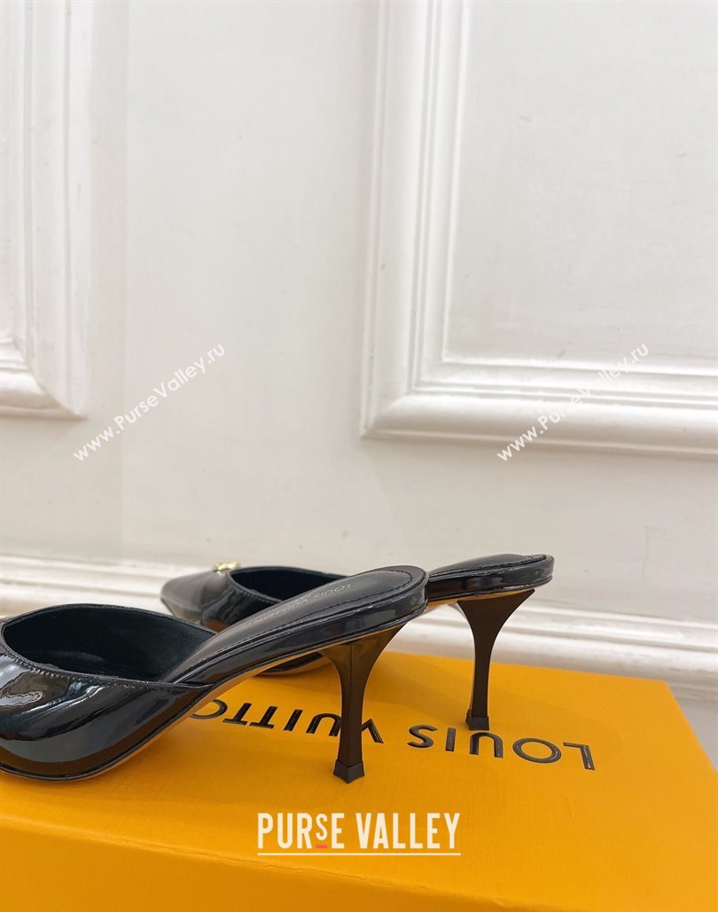 Louis Vuitton Stellar Heel Mules 7cm in Patent Leather Black 2024 (MD-240426159)