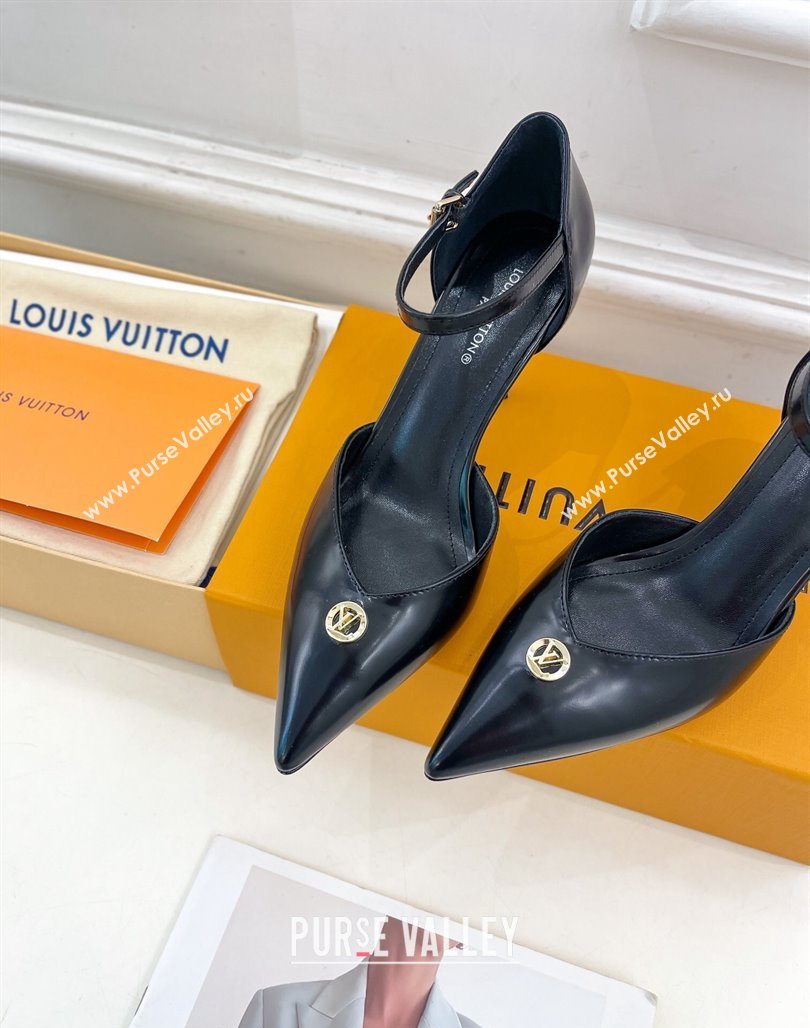 Louis Vuitton Stellar Mary Janes Pumps 7cm in Black Glazed Leather 2024 (MD-240426160)