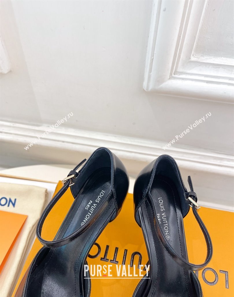 Louis Vuitton Stellar Mary Janes Pumps 7cm in Black Glazed Leather 2024 (MD-240426160)