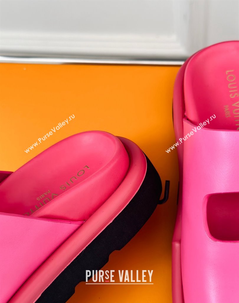 Louis Vuitton Double Buckle Strap Sandals in Calfskin Dark Pink 2024 0426 (MD-240426046)