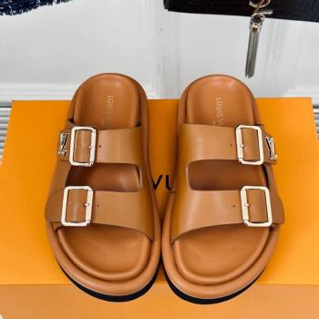 Louis Vuitton Double Buckle Strap Sandals in Calfskin Brown 2024 0426 (MD-240426047)