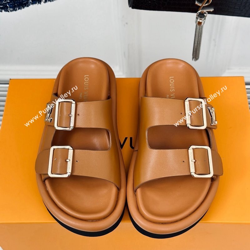 Louis Vuitton Double Buckle Strap Sandals in Calfskin Brown 2024 0426 (MD-240426047)