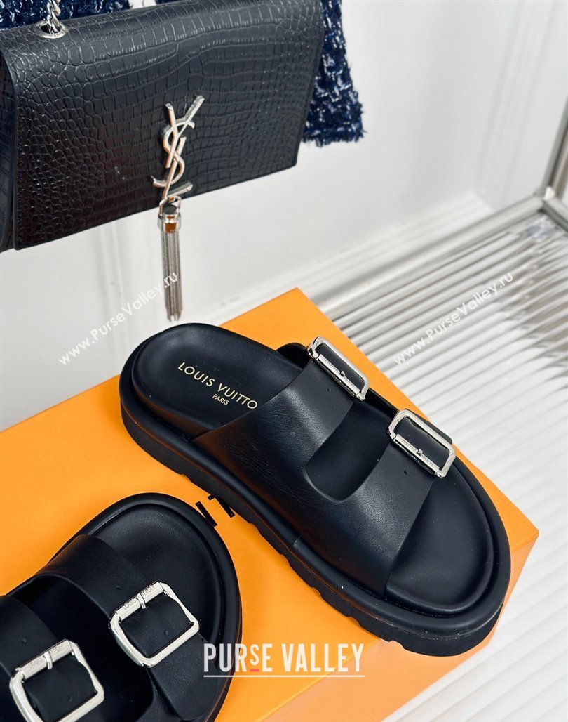 Louis Vuitton Double Buckle Strap Sandals in Calfskin Black 2024 0426 (MD-240426048)