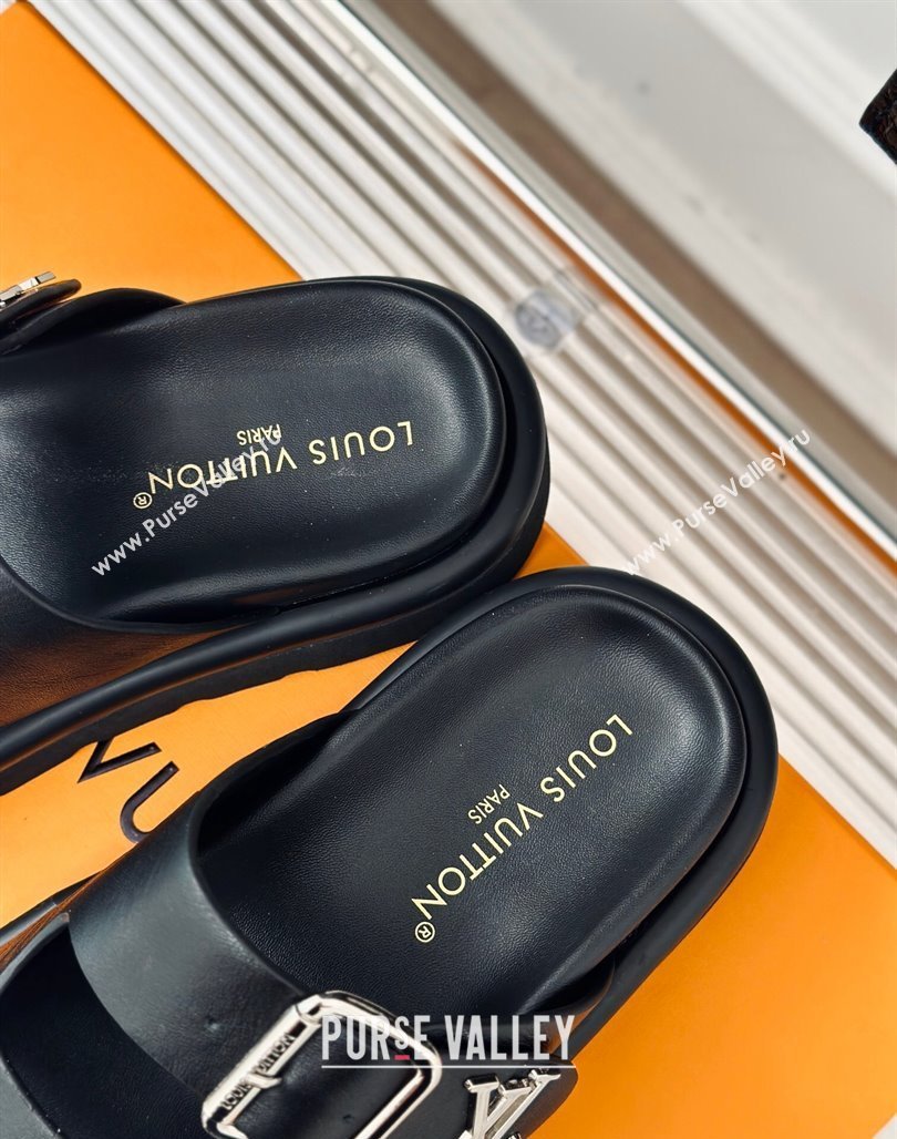 Louis Vuitton Double Buckle Strap Sandals in Calfskin Black 2024 0426 (MD-240426048)