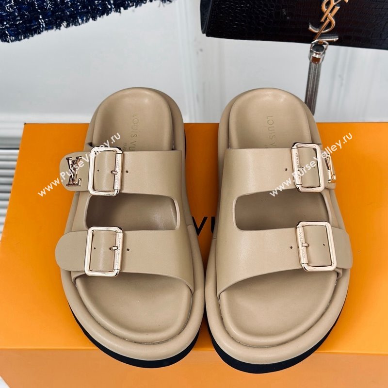 Louis Vuitton Double Buckle Strap Sandals in Calfskin Beige 2024 0426 (MD-240426050)