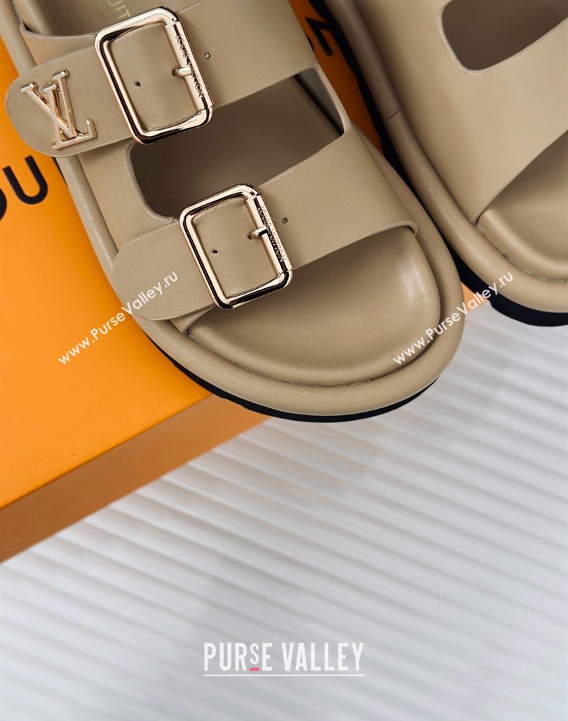 Louis Vuitton Double Buckle Strap Sandals in Calfskin Beige 2024 0426 (MD-240426050)