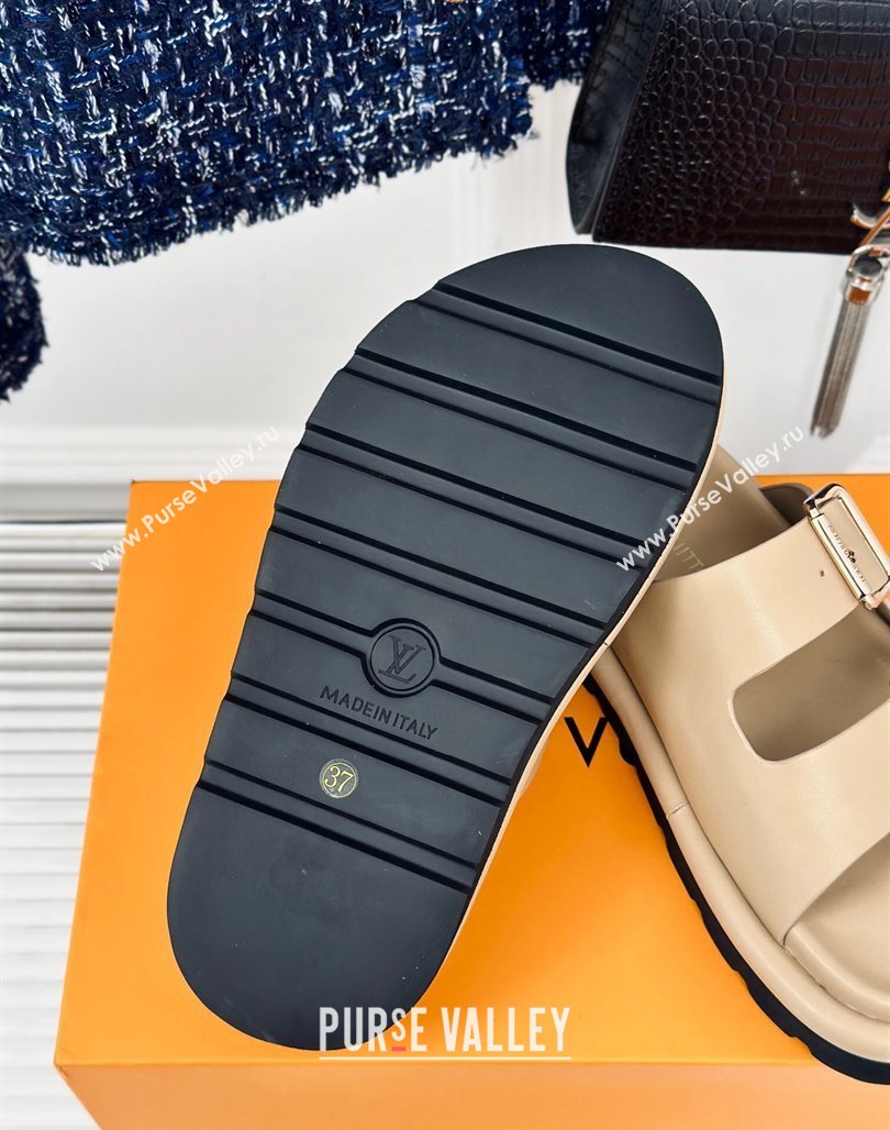 Louis Vuitton Double Buckle Strap Sandals in Calfskin Beige 2024 0426 (MD-240426050)