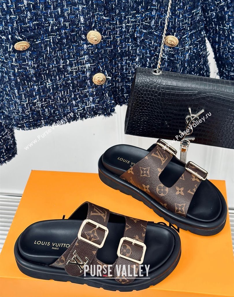 Louis Vuitton Double Buckle Strap Sandals in Monogram Canvas Brown 2024 0426 (MD-240426053)