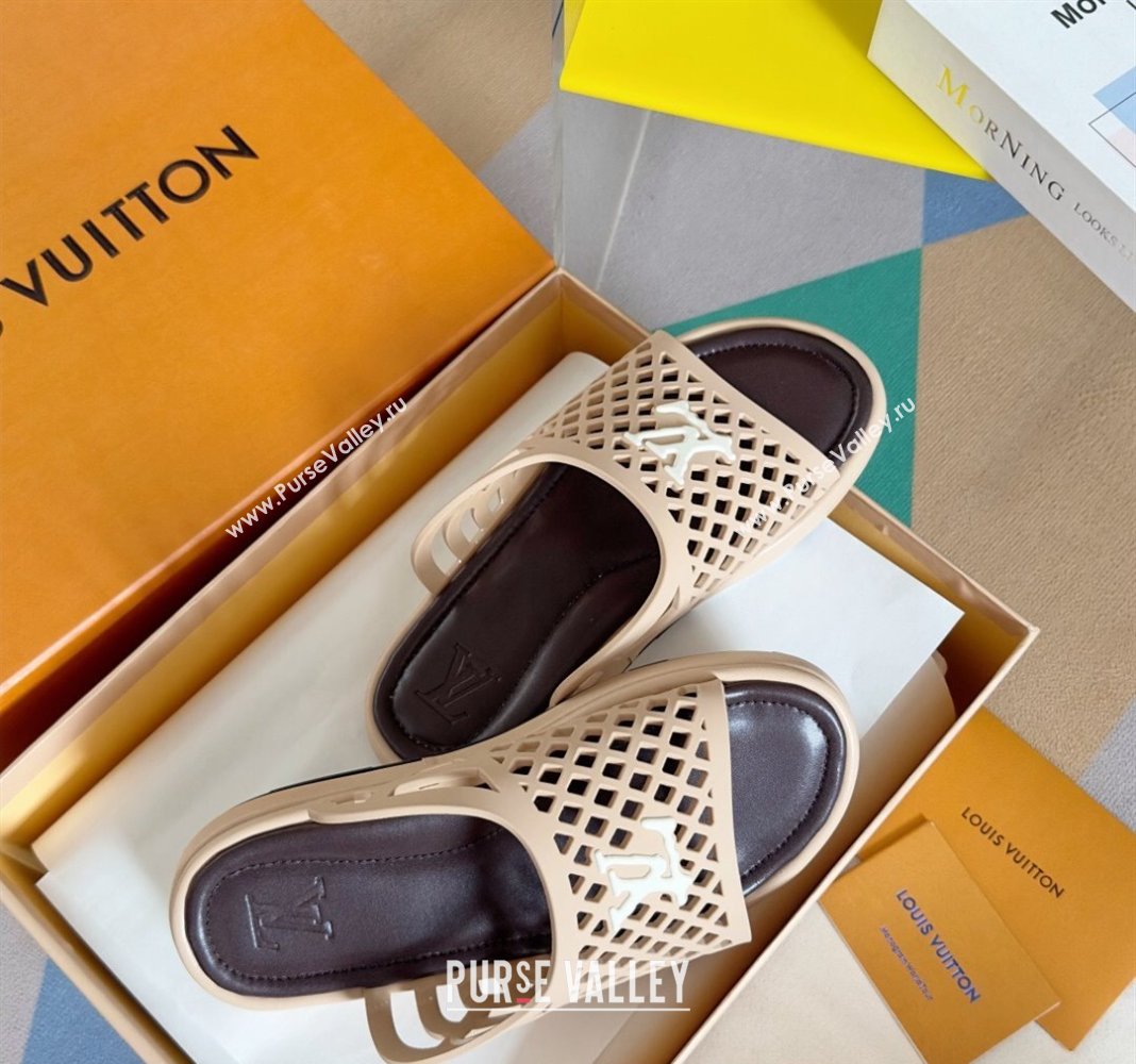 Louis Vuitton LV Waffle Flat Slide Sandals in Cut-outs TPU Beige 2024 (MD-240426030)