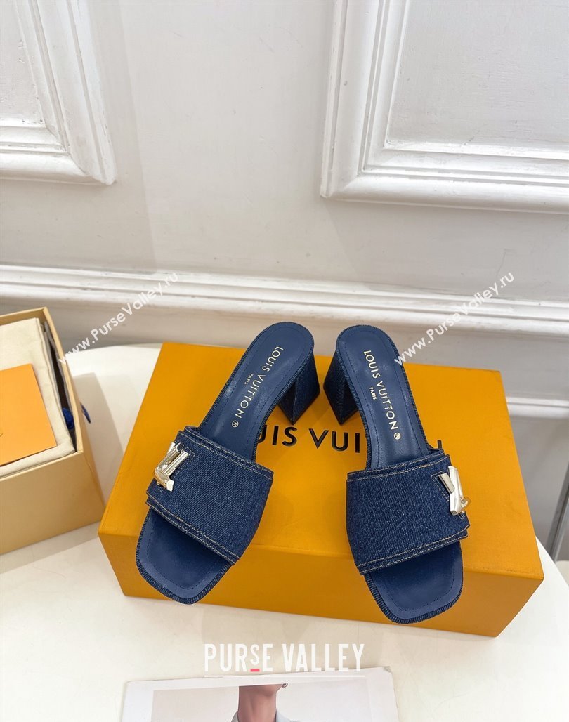 Louis Vuitton Shake Slide Sandals 5.5cm in Blue Denim 2024 0426 (MD-240426055)