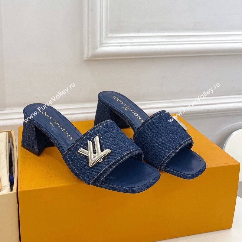 Louis Vuitton Shake Slide Sandals 5.5cm in Blue Denim 2024 0426 (MD-240426055)