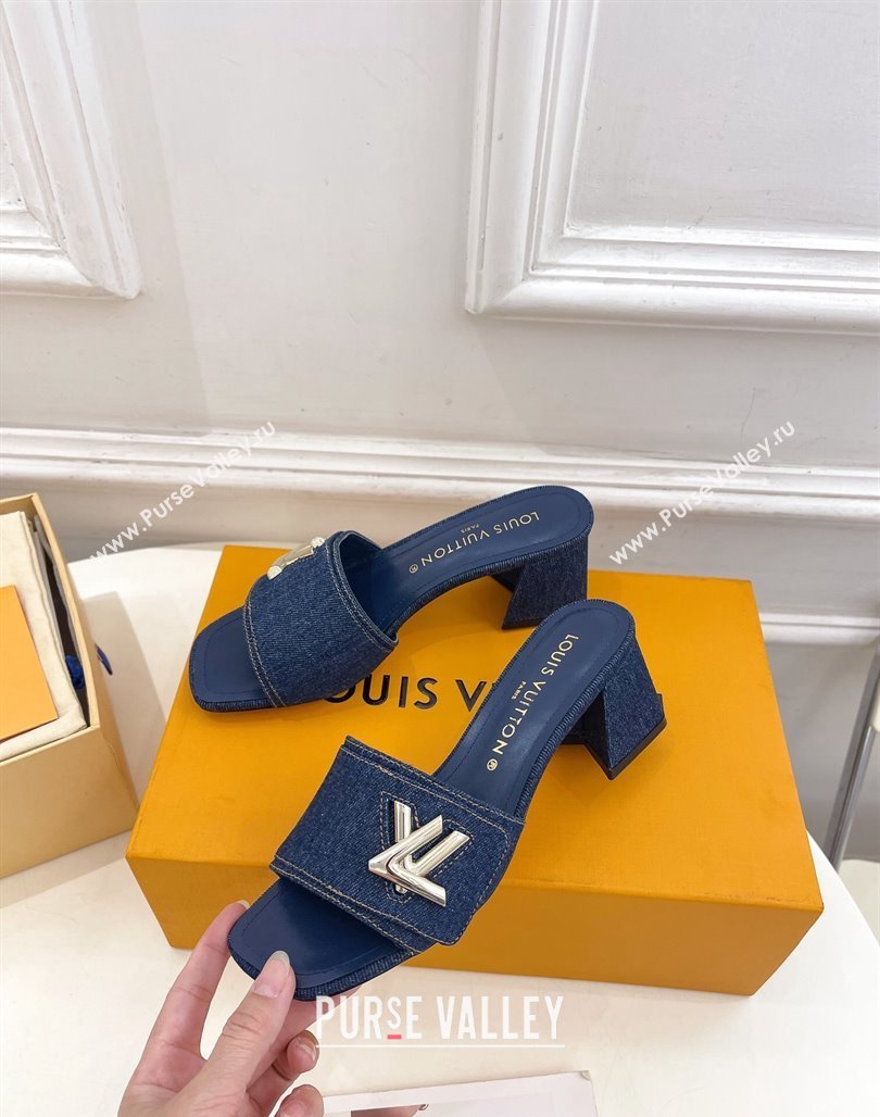 Louis Vuitton Shake Slide Sandals 5.5cm in Blue Denim 2024 0426 (MD-240426055)