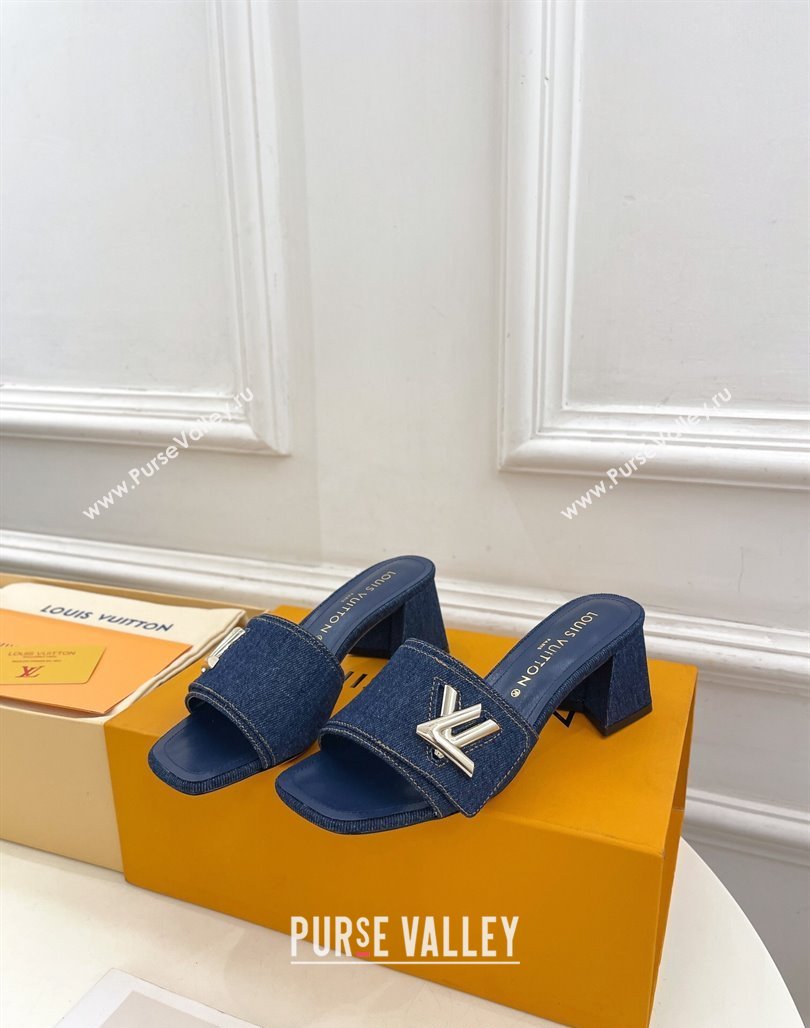 Louis Vuitton Shake Slide Sandals 5.5cm in Blue Denim 2024 0426 (MD-240426055)