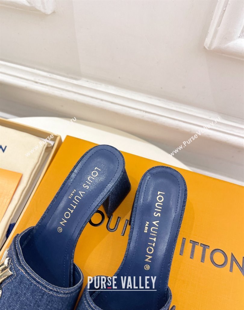 Louis Vuitton Shake Slide Sandals 5.5cm in Blue Denim 2024 0426 (MD-240426055)