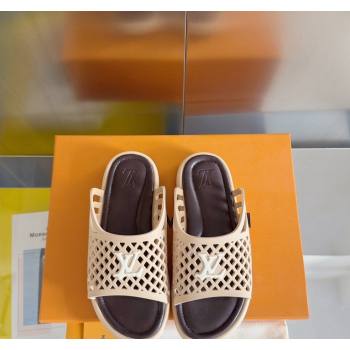 Louis Vuitton LV Waffle Flat Slide Sandals in Cut-outs TPU Beige 2024 (MD-240426030)