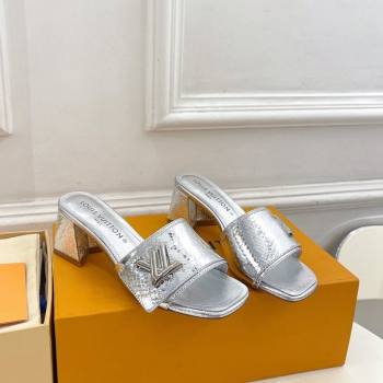 Louis Vuitton Shake Slide Sandals 5.5cm in Snakeskin Embossed Calfskin Silver 2024 0426 (MD-240426062)