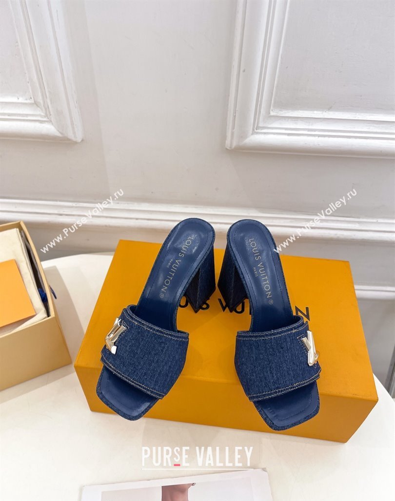 Louis Vuitton Shake Slide Sandals 9cm in Blue Denim 2024 0426 (MD-240426064)