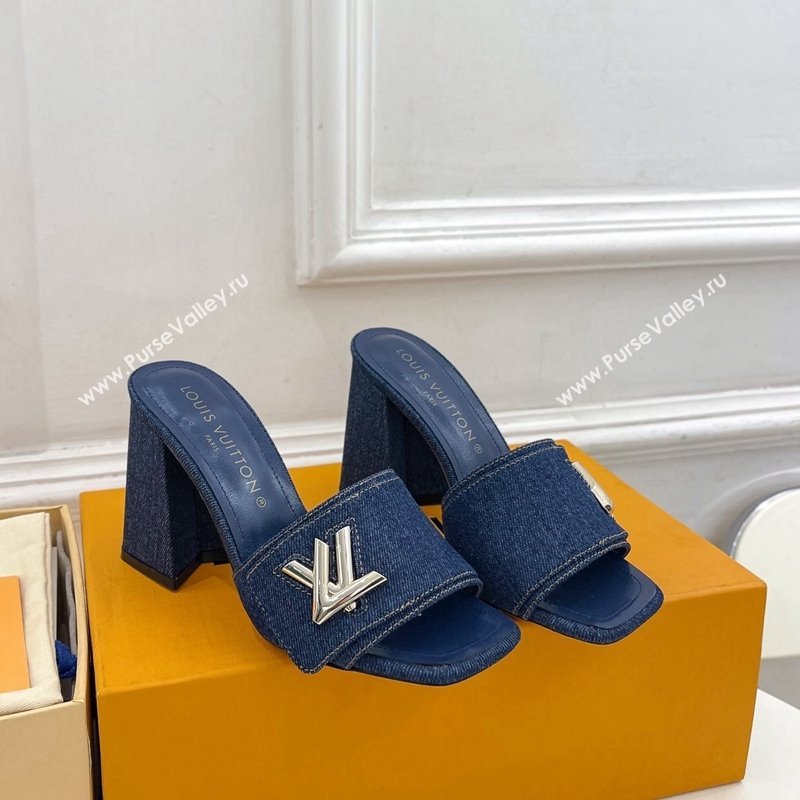 Louis Vuitton Shake Slide Sandals 9cm in Blue Denim 2024 0426 (MD-240426064)