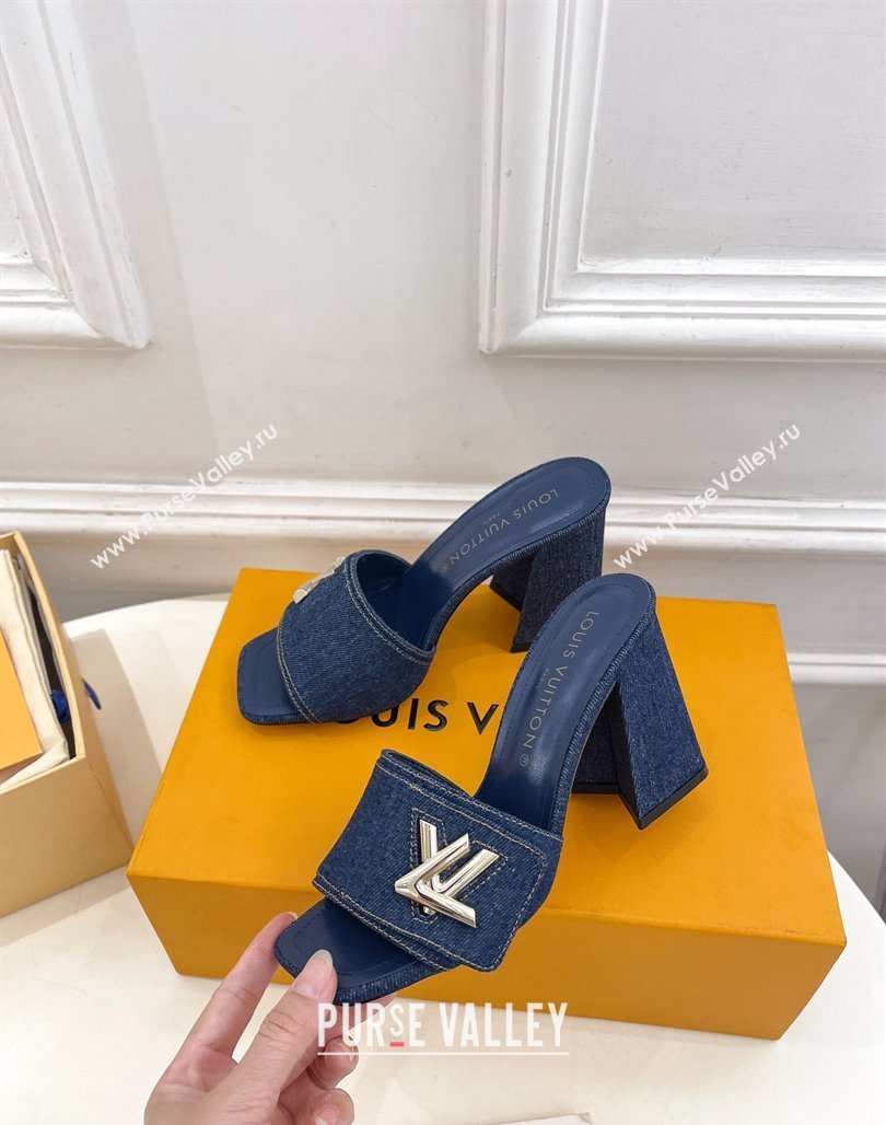 Louis Vuitton Shake Slide Sandals 9cm in Blue Denim 2024 0426 (MD-240426064)